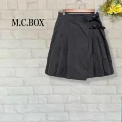 M.C.BOX ラッププリーツスカート 巻きスカート ミニ グレー サイドベルト