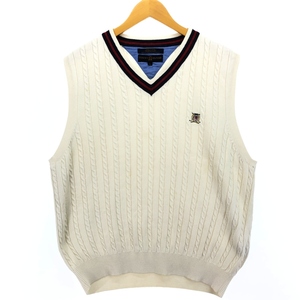 古着 00年代 トミーヒルフィガー TOMMY HILFIGER GOLF ケーブル編み Vネック コットンニットベスト メンズL相当 /eaa478636