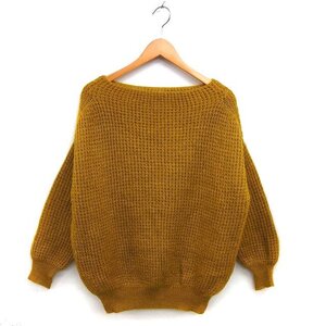 ロペ ROPE モヘヤ混 ボートネック ニット セーター ドロップショルダー リブ ワイド 長袖 38 黄 イエロー /NT29 レディース