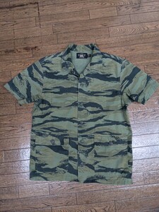 RRL リップストップ カモフラ 半袖シャツ M ミリタリーシャツ