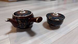 九谷焼 清峰造 蓋付湯呑茶器揃　5客　新品