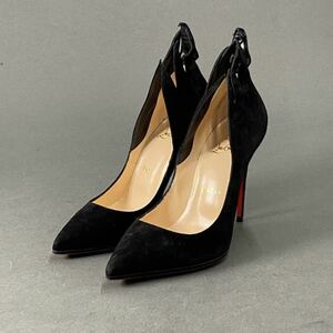 ○ 2L25《伊製》Christian Louboutin クリスチャンルブタン ピンヒール パンプス 36 1/2 ブラック スウェード レディース 靴