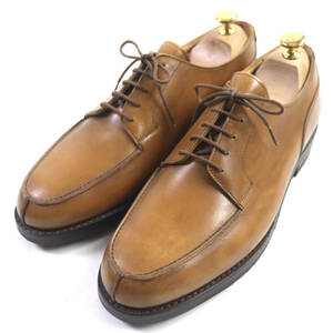 未使用品▼CROCKETT&JONES クロケットアンドジョーンズ MORETON Uチップ レースアップ レザー レザーシューズ ブラウン 8.5 箱付 メンズ