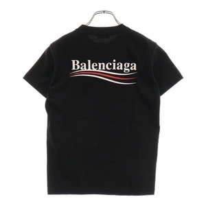 BALENCIAGA バレンシアガ 20AW Political Campaign T-Shirt 612964 TIV52 キャンペーンロゴ クルーネック半袖Tシャツ ブラック