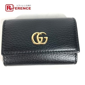 美品 GUCCI グッチ 456118 GGマーモント 6連 鍵 キーケース ブラック レディース【中古】