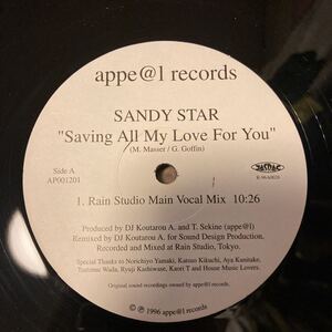 激レア 日本盤 12インチ ホイットニー ヒューストン カバーSandy Star／ Saving All My Love For You 【DEEP HOUSE】