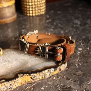 *SPECIAL ITEM* EU VINTAGE CONCHO DESIGN TYROLEAN LEATHER BELT/ヨーロッパ古着コンチョデザインチロリアンレザーベルト