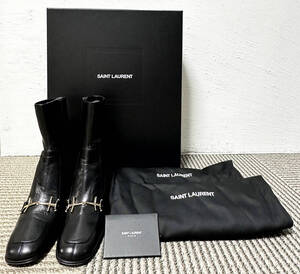 SANT LAURENT ショートブーツ　ブラックカーフ　37　アンソニー・バカレロ　saint laurent by anthony vaccarello　サンローラン