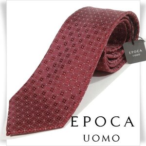 新品1円～★定価1.4万 エポカ ウォモ EPOCA UOMO 日本製 シルク絹100% ネクタイ 織柄 ボルドー 正規店本物 ◆8847◆