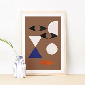Abstract Face ii and geometric wall Art Print A4 アート ポスター CoraAbstract 北欧 リビング Poster