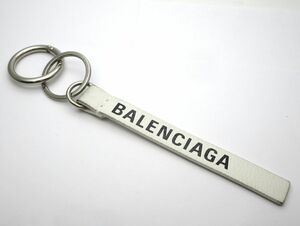 1000円スタート キーホルダー BALENCIAGA バレンシアガ エブリデイ ホワイト×ブラック×シルバー キーリング/バッグチャーム 4 J60019