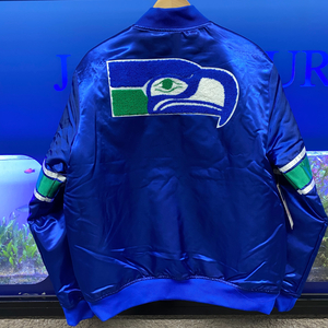 USA正規品【L】 Mitchell&Ness ミッチェル&ネス NFL シーホークス Seahawks サテン スタジアムジャンパー Throwback スタジャン アメフト