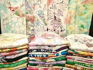 平和屋本店■1円 振袖 まとめて 50点 鳳凰 孔雀 鴛鴦 人物 蝶 風景 花柄 駒刺繍 金彩 金銀糸 など 未使用品あり 全て正絹 se2607