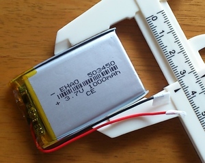 リポ　バッテリー　3.7V　1000mAh　503450（5 x 34 x 51mm）