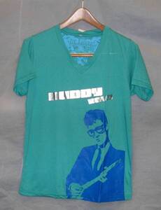 no1387L VneckアーティストプリントＴシャツgrn/buddyholly