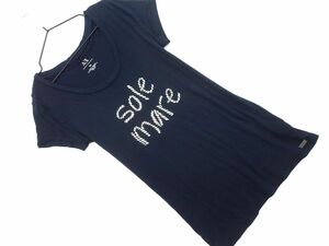 ネコポスOK ARMANI EXCHANGE アルマーニエクスチェンジ プリント 半袖 Tシャツ sizeXS/紺 ■◆ ☆ egb9 レディース