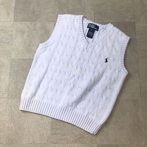 POLO by Ralph Lauren ポロ ラルフローレン コットンニットベスト ケーブルニット キッズ ベビー サイズ5 ラベンダー