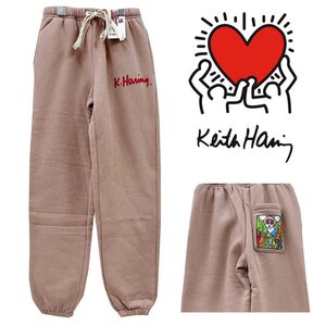 新品 S ★ キース ヘリング 裏起毛 レディース スウェット ジョガーパンツ ピンク アンディマウス Keith Haring アンディウォーホル 