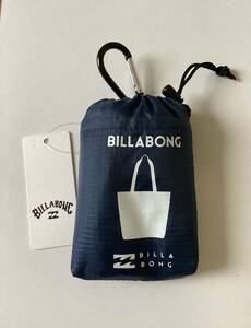 BILLABONG　ビラボン　エコバッグ　ポケッタブル　トート　補助　コンパクト　携帯　収納　折り畳み　カラビナ ファスナー付き ネイビー 紺