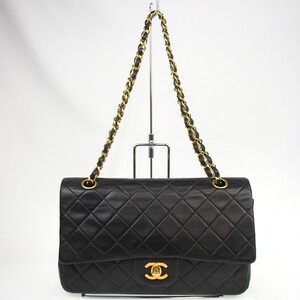 ◆ 1円 ～ CHANEL / シャネル マトラッセ Wフラップ チェーンショルダーバッグ ゴールド金具 ココマーク ブラック系 付属有 152764