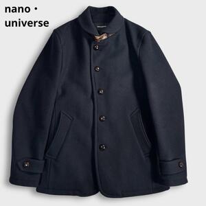 ナノユニバース 中綿 メルトン ショートコート ウール メンズM NANO UNIVERSE ネイビー