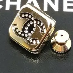 希少 CHANEL ココマーク ピンブローチ ラインストーン パール シルバー