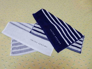 ♪新品2枚set♪ 　☆UNITED ARROWS (ユナイテッドアローズ)　UAボーダー(DB・GY)　ハンドタオル・ゲストタオル☆