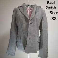 【人気☆Paul Smith】黒　白　千鳥柄ジャケット　サイズ38 裏地ピンク