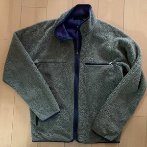 90s【Patagonia】パタゴニア 95年 USA製 ベビーレトロカーディガン ユーカリ L 希少 vintage レア レトロカーディガン 横ジッパー