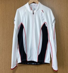 ☆美品☆ Pearl IZUMI パールイズミ サイクルジャージ 長袖 M ジップアップ メッシュ素材 白 赤 黒 メンズ ウエア