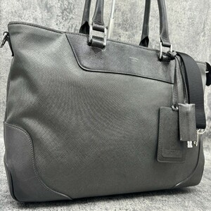 【美品】 PELLE MORBIDA ペッレモルビダ トートバッグ ショルダー 肩掛け 大容量 ビジネス レザー A4◎ グレー 2way メイデンボヤージュ