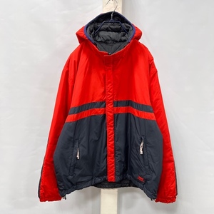 HELLY HANSEN/ヘリーハンセン/リバーシブル 中綿フーデッドジャケット/Lサイズ/ネイビー+レッド×ブラック/着脱式フード