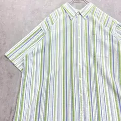 90s　シアサッカー　ストライプシャツ　L.L.Bean　半袖シャツ　古着　XL