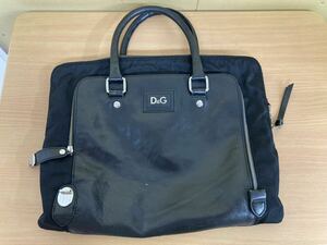 ☆DOLCE&GABBANA D&G ドルチェ＆ガッバーナ ビジネスバッグ レザー ブラック 