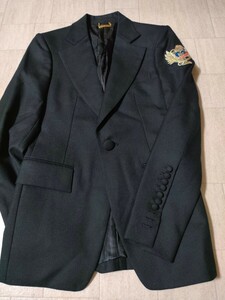 サイズ：44(S)　美品 日本製　 DRESS CAMP ドレスキャンプ ウールテーラードジャケット ブレザー スーツ ジャケット　黒