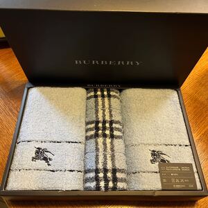 ◯ BURBERRY・ バーバリー・ タオルセット・フェイスタオル2・ ウォッシュタオル1・BB4100N・TBF3497286・ブルー・3枚セット