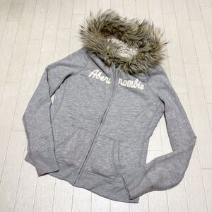 和430★ Abercrombie&Fitch アバクロンビー&フィッチ スウェット ジップアップパーカー フーディ 裏ボア M グレー レディース