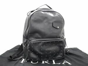 ■新品同様■ FURLA フルラ レザー スタッズ リュックサック バックパック レディース ブラック系 FA7371