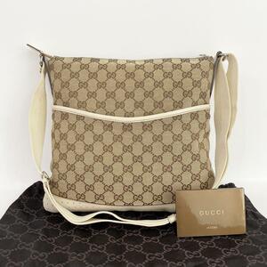 《大特価！》 GUCCI グッチ GG ショルダーバッグ キャンバス レザー ホワイト 9-28748