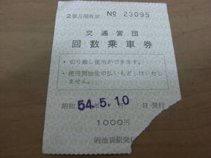 交通営団　回数乗車券　昭和54年5月10日発行　(有)池袋駅発行　表紙