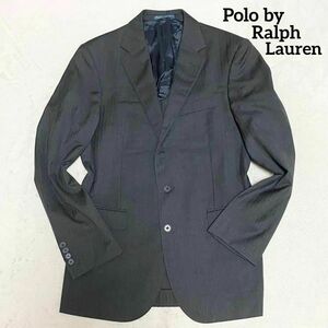 A67 美品　Polo by Ralph Lauren　ポロラルフローレン　テーラードジャケット　ダークグレー　濃灰色　38表記　ヘリンボーン