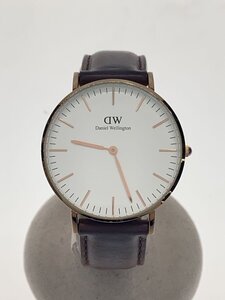 Daniel Wellington◆クォーツ腕時計/アナログ/レザー/WHT/BRW/0511DW