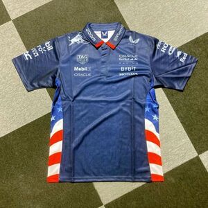 BFセール!!【Mサイズ 】新品未使用 ORACLE RedBull Racing USAレプリカ ポロシャツ Max フェルスタッペン ペレス【送料無料】