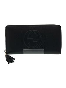 GUCCI◆長財布_ソーホー_インターロッキングG/レザー/BLK/レディース