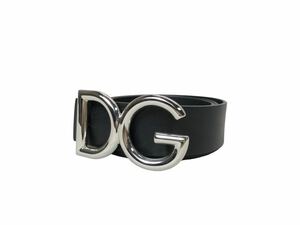 (D) DOLCE&GABBANA ドルチェ&ガッバーナ レザー ベルト ブラック シルバー