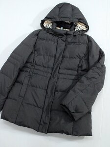 国内正規品 BURBERRY/バーバリー フード付長袖ダウンロングジャケット 黒44 rk399