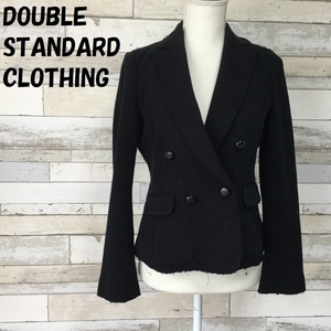 【人気】DOUBLE STANDARD CLOTHING/ダブルスタンダードクロージング コットン素材テーラードジャケット ブラック サイズ36 レディース/8767