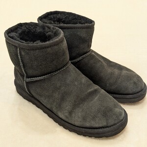 UGG ムートンブーツ レディースサイズUS8(25cm相当) スエードアッパー シープスキンライニング アグオーストラリア レザー ダークグリーン