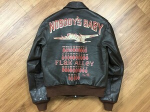 極美品 49着限定 TOYS McCOY ROUGH WEAR TYPE A-2 NOBODY’S BABY トイズマッコイ ラフウェア フライトジャケット 実名復刻 ツインタグ 36