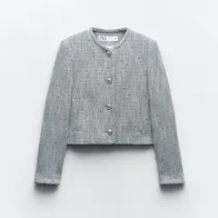 ZARA 新品未使用品 ヘリンボーンショートジャケット ツイードジャケット